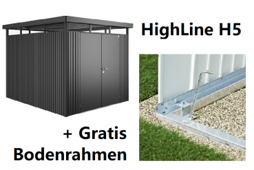 Highline H5 (275 x 315 cm) / dunkelgrau-metallic / Doppeltür + Alu-Bodenrahmen